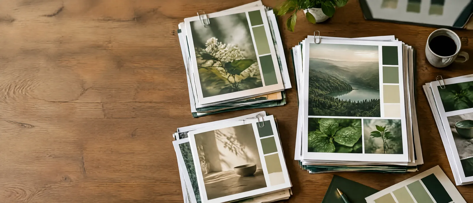 Stacks of printed proofs and magazines on a table